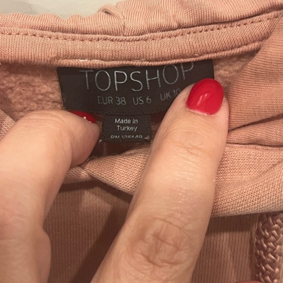 Topshop Pink Pullover Hoodie Relaxed Fit - Picture 5 of 9